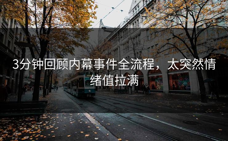 3分钟回顾内幕事件全流程，太突然情绪值拉满
