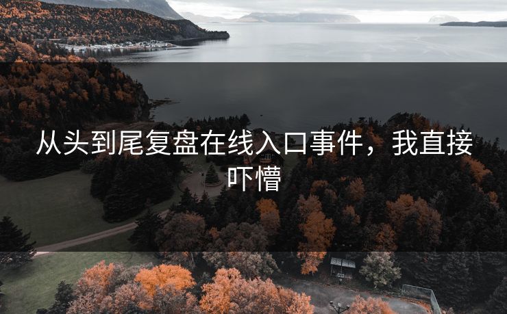 从头到尾复盘在线入口事件，我直接吓懵