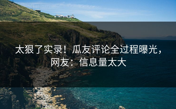 太狠了实录！瓜友评论全过程曝光，网友：信息量太大