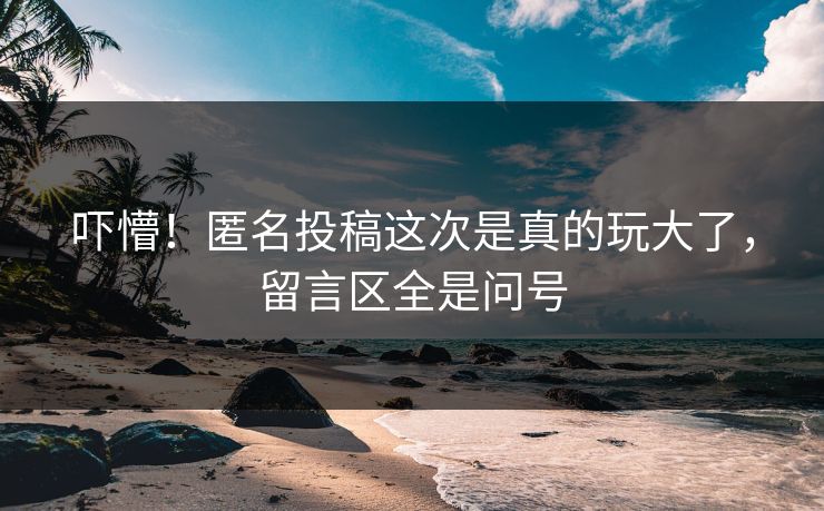 吓懵！匿名投稿这次是真的玩大了，留言区全是问号