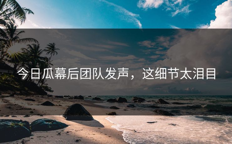 今日瓜幕后团队发声，这细节太泪目